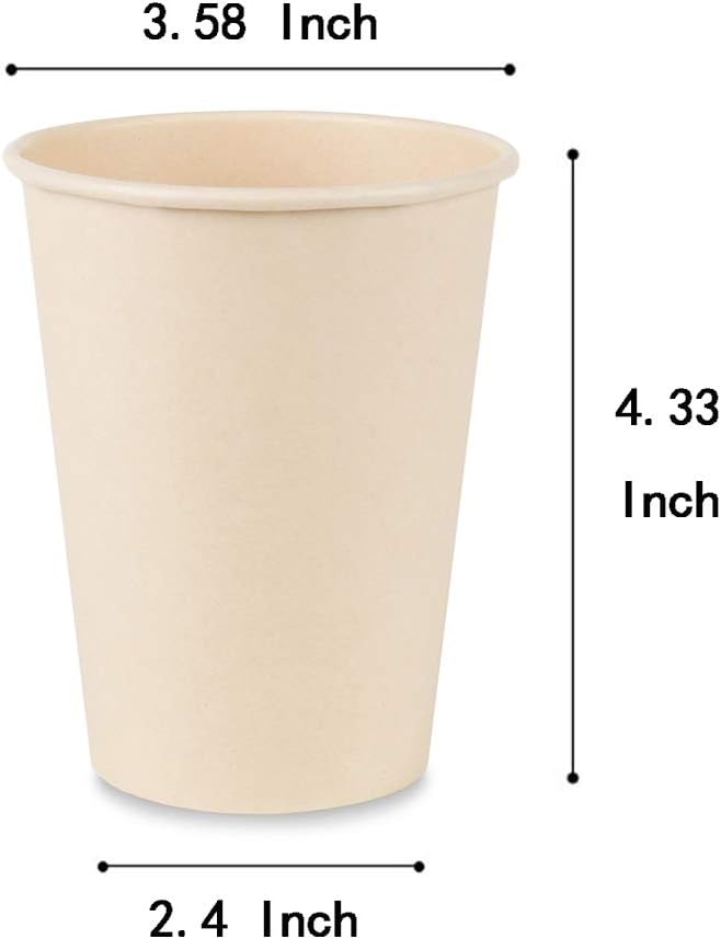 160 Count 15 oz Disposable Coffee Paper Cups, Plant Fiber Brown for Hot Drink