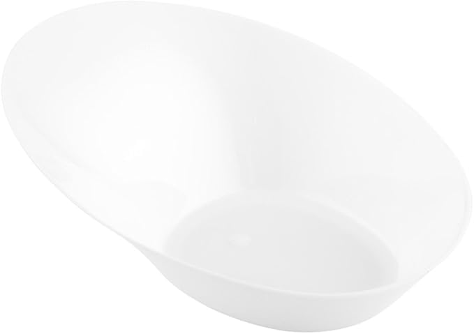 Restaurantware 4 x 2.9 x 1.3 Inch Mini Tasting Dishes 100 Disposable Mini Dessert Dishes - Oval Ellipse Design White Plastic Appetizer Dishes Serve Samples or Snacks For Parties or Weddings
