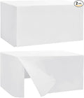 HolidayIdeas Fitted Table Covers for 6 Foot Tables - 72 x 30 Inch - 2 Pack Rectangle Table Clothes Versatile Fabric Table Cover for Folding Table, Parties, Holiday Dinner, Trade Show (White)