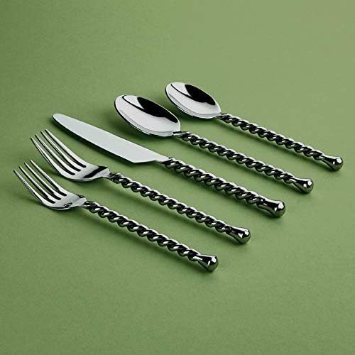 Gourmet Settings - 20-Piece Silverware Set - Silver Tear Collection - Polished Stainless Steel Flatware Sets - Service for 4 - Kitchen Cutlery Utensil Knife/Fork/Spoons - Dishwasher Safe