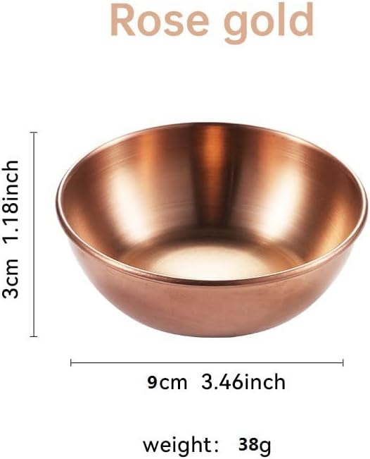 Sauce Dishes 12PCS 3.46inch Stainless Steel Sauce Bowl Mini Individual Round Seasoning Dishes Sushi Dipping Bowl Appetizer Plates (Rose Gold)