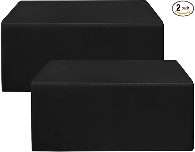 HolidayIdeas 2 Pack Fitted Tableclothes - 60 x 30 Inch - Black Rectangle Tablecloths for 5 Foot Tables, Fabric Table Cover Protector for Parties, Holiday Dinner, Wedding, Trade Show