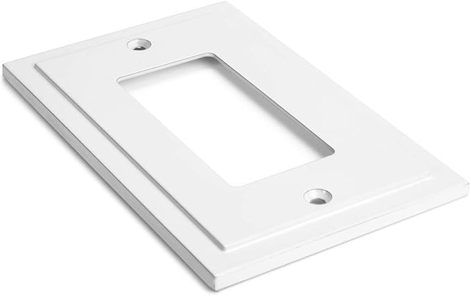 Henne Bery Modern Edge Decorative Wall Plate Switch Plate Outlet Cover, Durable Solid Zinc Alloy (Single Decorator 3PK, White)