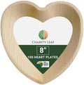 Charity Leaf Disposable Palm Leaf 8" Heart Plates (100 pieces) Bamboo Like Serving Platters, Disposable Boards, Eco-Friendly Dinnerware For Weddings, Catering, Events