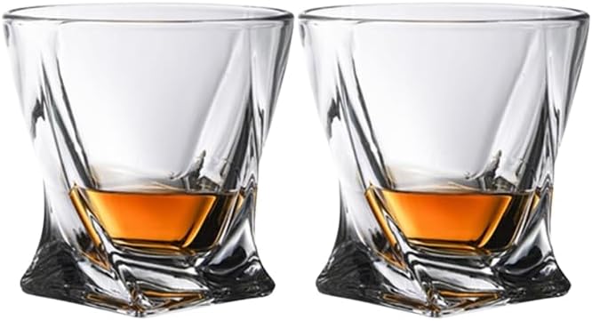 Crystal Whiskey Glass Set of 2 - Old Fashioned Bourbon Glasses, Perfect for Scotch and Cocktails (Style 2,2pcs)