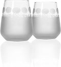 Rolf Glass Sea Shore Stemless Wine Glass | 15.75oz Wine Tumbler Glasses | Lead-Free Glass | Designed and engraved in the US (Set of 2)