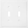 Henne Bery Modern Edge Decorative Wall Plate Switch Plate Outlet Cover, Durable Solid Zinc Alloy (Double Toggle, Pure White)
