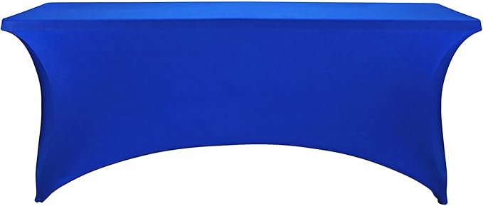 LZY Spandex Table Covers 6 Feet, Stretch/Fitted Table Covers for 6 Feet Folding Table, Rectangular Spandex Table Cloths for Wedding Party or Event (6FT-2PCS, Royal Blue)