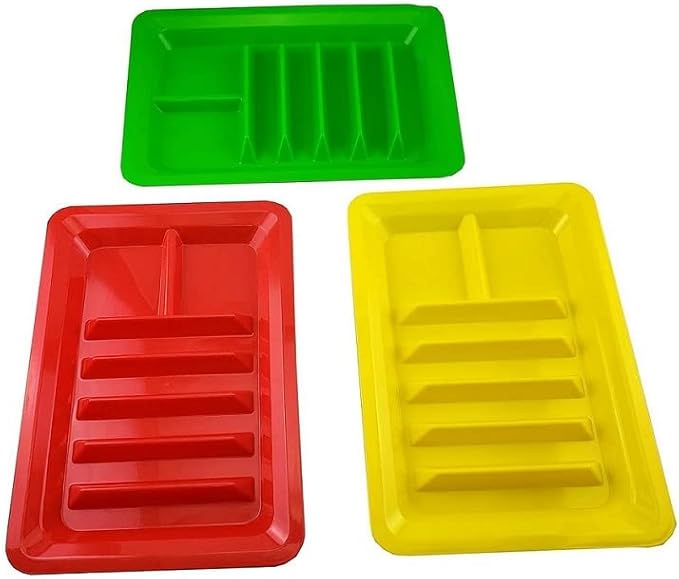Dependable Industries inc. Essentials Set of 3 Rectangular Taco Holder Plates – BPA-Free Plastic Taco Trays with Dividers, Stackable, Microwave & Dishwasher Safe