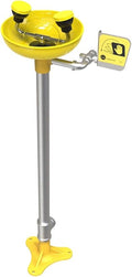 Bradley Pedestal-Mount Eye/Face Wash Unit, with Plastic Bowl, Galvanized Steel Pipe and Fittings, Universal Identification Sign Included, ANSI Compliant