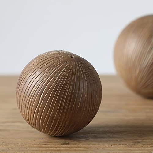 Seraphic 3pc Large Decorative Bowl for Coffee Table Decor, Kitchen, Dining Room Centerpieces, Orbs/Balls Included, Light Brown