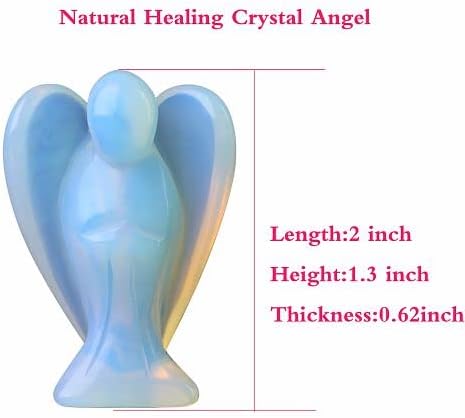 YATOJUZI 2" Opal Moonstones Angels Decor Healing Crystal Polished Natural Stone Sculpture Statue Hand-Carved Figurines Gemstone Energy Reiki Home Room Desk Decoration Guardian Angelfor Women Men