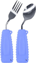 Adaptive Utensils,Curved Angled Spoon and Fork Set,for Tremors Parkinsons Limited or Elderly,Lightweight Cutlery with Non-Slip Easy Grip Handles