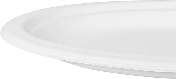 KARAT EARTH 10''x8'' PFAS Free Compostable Bagasse Oval Plates, KE-BPO108-1CFF - 500 c