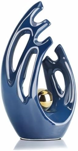 LCCCK 12" H Navy Blue Aesthetic Room Decor Accent, TV Stand Funky Table Centerpiece, Abstract Art Ceramic Statue and Sculpture, Blue Decor for Living Room, Bookshelf Decorative Objects, Shelf Decor