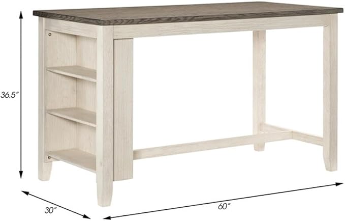Lexicon Timbre 5-Piece 3-Shelf Wood Counter Height Dining Table Set for 4 in Antique White