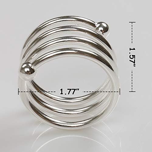 Silver Napkin Rings Set of 8, Christmas Napkin Rings Metal Napkin Holders for Thanksgiving Weddings Family Gatherings Table Decorations (8 Spring Silver)