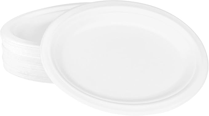 KARAT EARTH 10''x8'' PFAS Free Compostable Bagasse Oval Plates, KE-BPO108-1CFF - 500 c