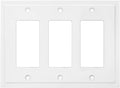 Henne Bery Modern Edge Decorative Wall Plate Switch Plate Outlet Cover, Durable Solid Zinc Alloy (Triple Decorator, White)