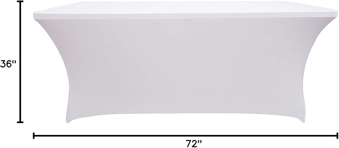 LZY 4 Pack Spandex Table Covers 6 Feet, Stretch/Fitted Table Covers for 6 Feet Folding Table, Rectangular Spandex Table Cloths for Wedding Party or Event (6FT-4PCS, White)