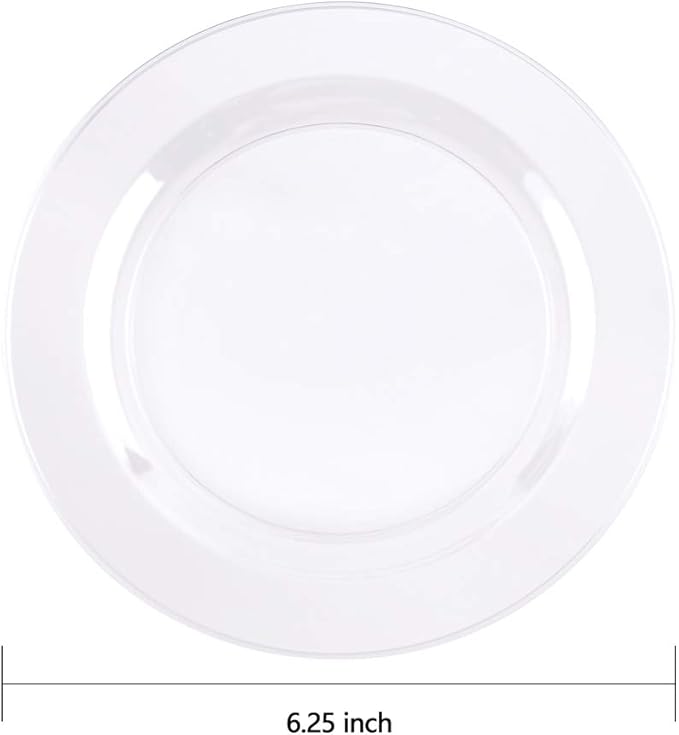 bUCLA 100Pieces Clear Plastic Plates - 6.25inch Premium Hard Disposable Salad/Dessert/Appetizer/Small Cake Plates for Wedding& Party