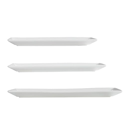 Amazon Basics 3-Piece Porcelain, Party Platter Appetizer, Dinner, Dessert Set, 12.75 inch, 11 inch, 10 inch, White