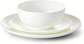 KINGSTONE 6-Piece Bone China Dinnerware Set for 2, Lightweight and Durable, Microwave and Dishwasher Safe, White Plates and Bowls for Everyday Use