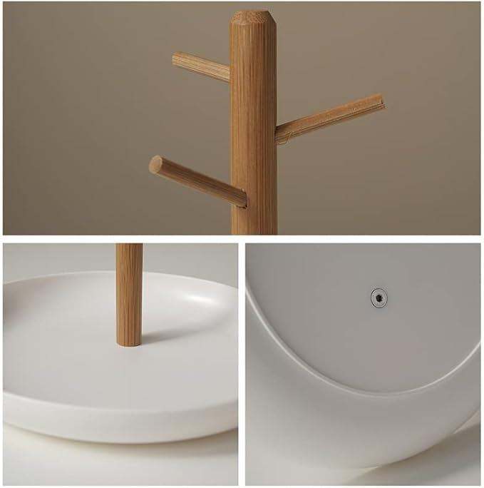Shinpuru Key Tray & Key Bowl, Jewelry Tray with Wood 3-Tier Hanging Organizer - Multi-Functional Entryway Tray, Perfect for Key Bowl, Ring Holder, Jewelry Dish Organize (White Round)