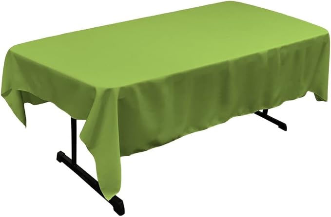 LA Linen Polyester Poplin Washable Rectangular Tablecloth, Stain and Wrinkle Resistant Table Cover 60x102, Fabric Table Cloth for Dinning, Kitchen, Party, Holiday 60 by 102-Inch, Lime 60 in x 102 in