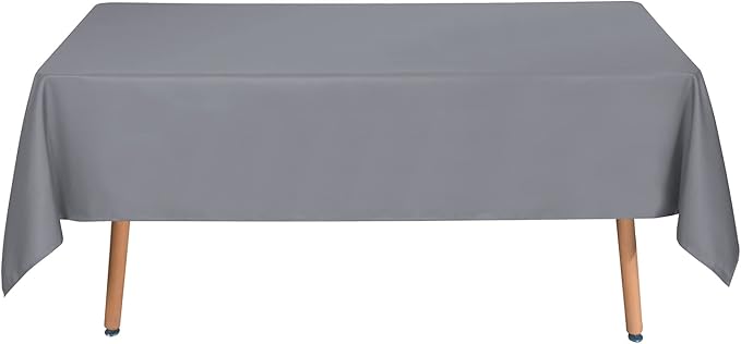 sancua Rectangle Tablecloth - 60 x 120 Inch - Stain and Wrinkle Resistant Washable Polyester Table Cloth, Decorative Fabric Table Cover for Dining Tables, Buffet Parties and Camping, Light Grey