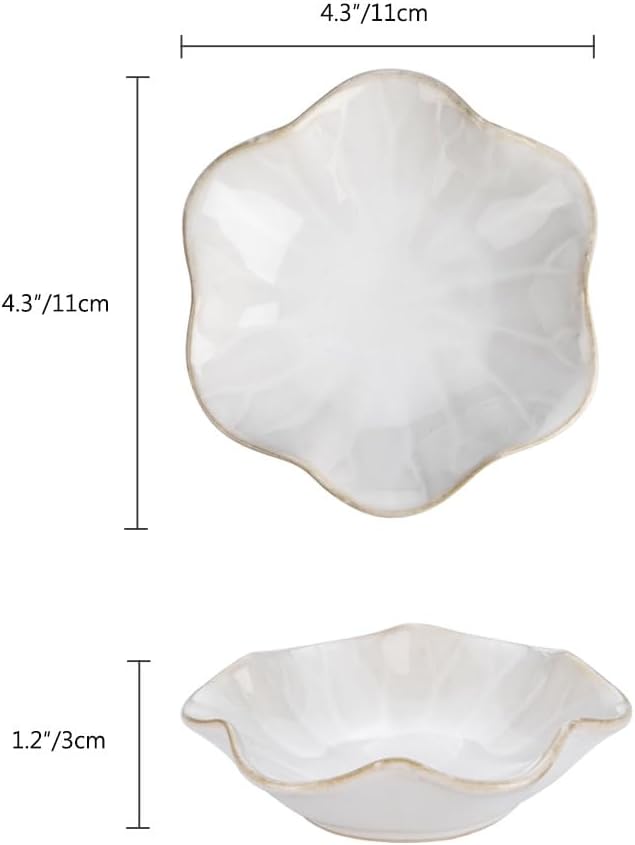 2PCS White Lotus Leaf Shape Ring Holder Dish, Small Key Bowl, Ceramic Trinket Tray Jewelry Dish Organizing Necklace Earrings for Mom Friend Sister, All Jewelries Are NOT Included, White.
