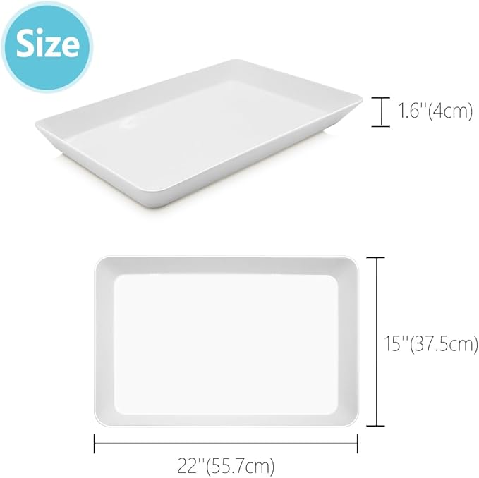 Serving Tray Platter, 22'' x 15'' x 1.6'', 2 Pcs Food Tray for Veggie Fruit Snack Dessert Cookie Cheese, Food Trays for Party Supplies Display, Large Platters for Serving Food, BPA Free