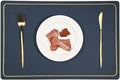PU Leather Placemats Set of 4 - Waterproof Heat Resistant Dining Table Mats - Minimalist Non-Slip Coasters for Plates & Bowls 18x12 Inches (Navy)
