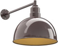 Steel Lighting Co. Hollywood Bowl Light | Outdoor Wall Mounted | 15 inch Bowl Dome | 20" Straight Arm | Barn Light Made in America | Dark Bronze Exterior/Brass Interior