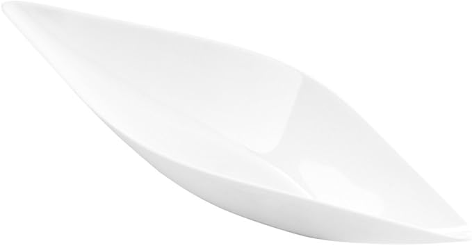Restaurantware 1 Ounce Dipping Sauce Bowls 100 Disposable Dipping Sauce Dishes - Canoe Shaped Unique Design White Plastic Small Dishes For Dips Appetizers Desserts Or Samples