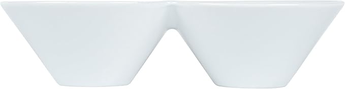 Restaurantware-9.1 x 4.9 x 2.3 Inch Double Dip Bowls, 1 Microwavable Condiment Server - 2 Compartments, Microwavable, White Porcelain Dip Tray, Dishwashable, For Snacks, Condiments, Or Toppings