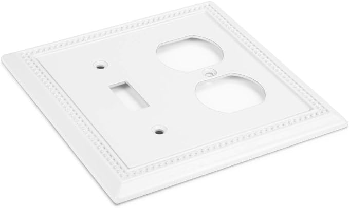 Henne Bery Sunken Pearls Heavy Duty Decorative Wall Plate Switch Plate Outlet Cover (Toggle/Duplex, White)