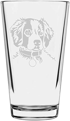 Brittany Spaniel Customizable Dog Themed Etched All Purpose 16oz Pint Glass
