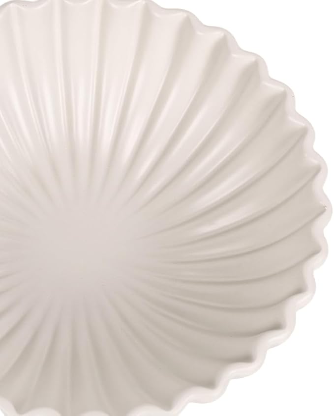 Large White Fluted Decorative Bowl – Modern Ruffle Bowl for Living Room, Kitchen, Entryway & Coffee Table Décor | Functional Decorative Bowl for Keys, Fruit, Storage for Home