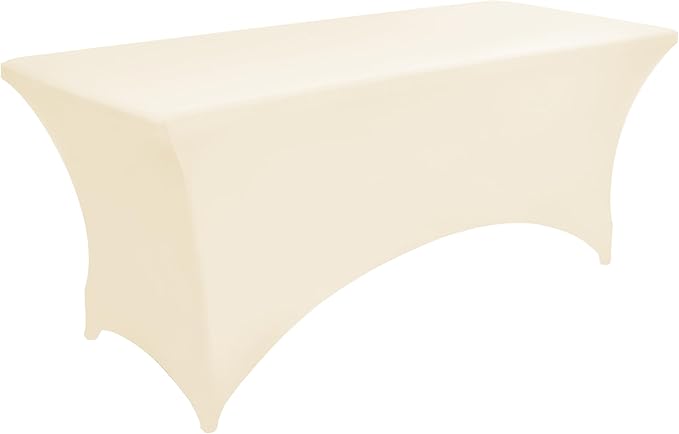 2-Pack 6ft Spandex Table Covers for Rectangle Standard Folding Tables - Wrinkle Resistant Stretch Tablecloths - Ultimate Fitted Table Protector for Parties, Trade Shows, Banquet