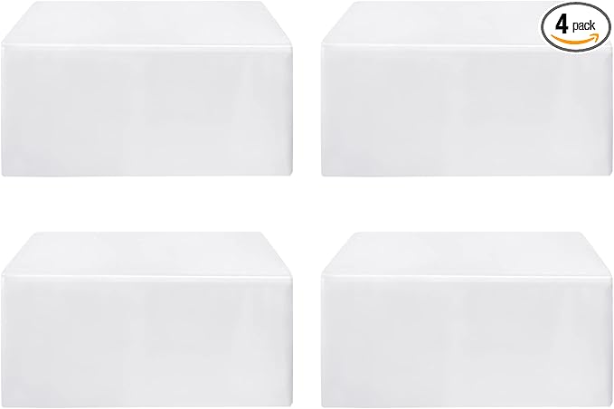 HolidayIdeas Fitted White Table Clothes - 72 x 30 Inch - 4 Pack Rectangle Table Covers for 6 Foot Tables, Polyester Fabric Tablecloths for Parties, Holiday Dinner, Wedding, Trade Show