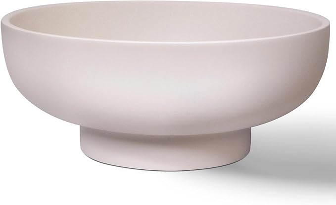 MAONAME Concrete Fruit Bowl for Kitchen Countertop, Large Decorative Bowl, Cream Pedestal Bowls for Home Decor, Handcrafted Key Bowls for Entry Table, 10.5"