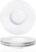 Ceramics Rimmed Soup Bowls 8.8 oz, White 11.6 inch Exquisite small soup plate Set of 4, Pasta plates With Rim is the best choice for hotels, kitchens, fine restaurants and gourmets