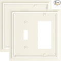 2-Pack Combo Toggle/Decorator Light Switch Cover Plate, Light Almond Decorative Electrical Outlet Covers, Durable Natural Bamboo Fiber Switch Plates and Outlet Covers, Corrosion Resistant