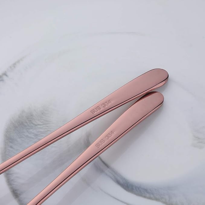 Buyer Star 5-pieces Rose Gold Dinner Table Spoons 8-Inch Stainless Steel Metal Korean Soup Spoons