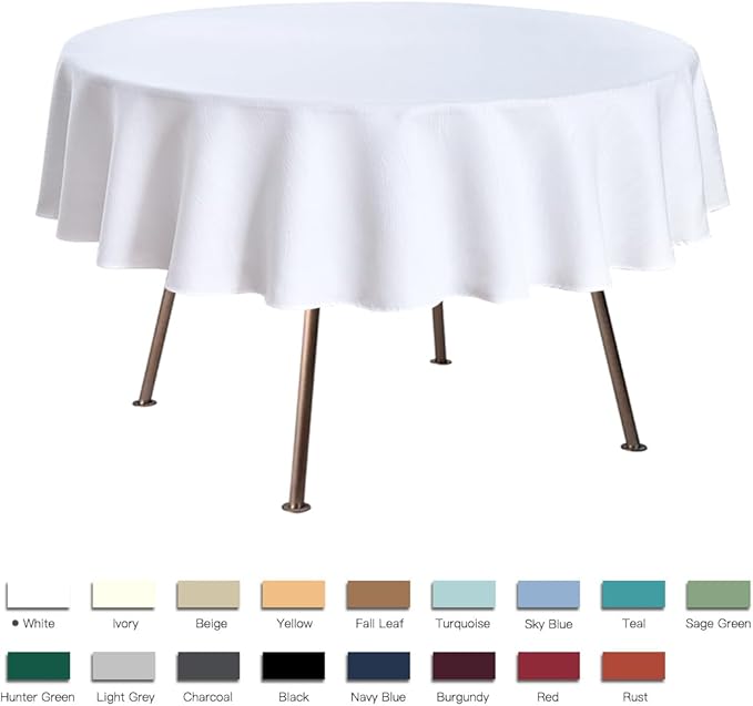 maxmill Jacquard Round Table Cloth Swirl Pattern Waterproof Antiwrinkle Heavy Weight Soft Tablecloths for Circular Table Cover and Kitchen Dinning Tabletop Decoration Round 70 Inch White
