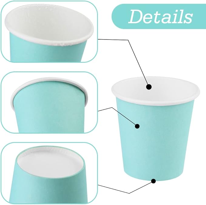 Wuadua 100 Pack 3 oz Blue Espresso Paper Cups - Sturdy and Leak-Proof for Parties, Events, Office, Home Use Disposable Mouthwash Cups - Ideal for Hot/Cold Drinks, Smooth Rim Design, Eco-Friendly