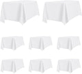 PureFit 8 Pack Rectangle White Table Cloths 60 x 126 Inch for 6Ft Tables, Stain and Wrinkle Resistant Table Linens for Home Use, Wedding, Party, Banquet and Camping
