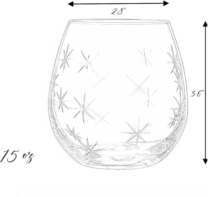 SHOSHIN Handmade Crystal Hand-cut Stemless wine glass (Star set of 4)