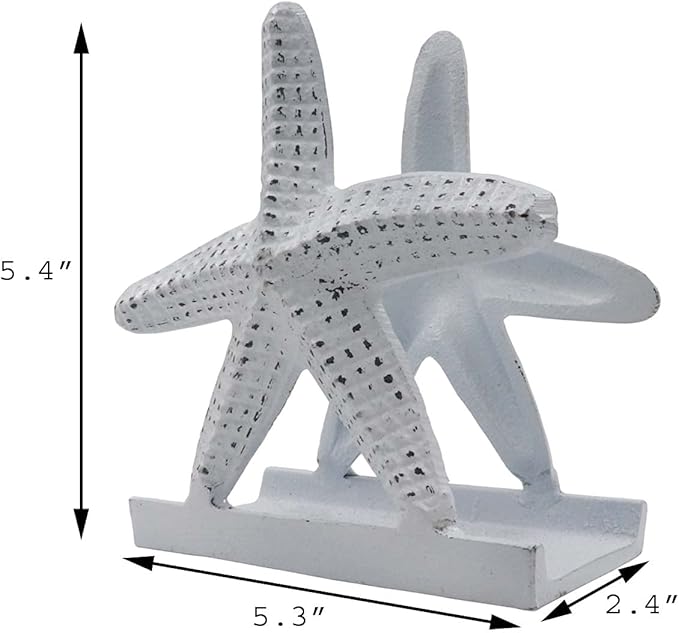 Nautical Starfish Lunch/Dinner/Metal Napkin Holder/Kitchen Napkin/Beverage Cocktail/Ocean/Coastal By The Metal Magician (Distressed White)